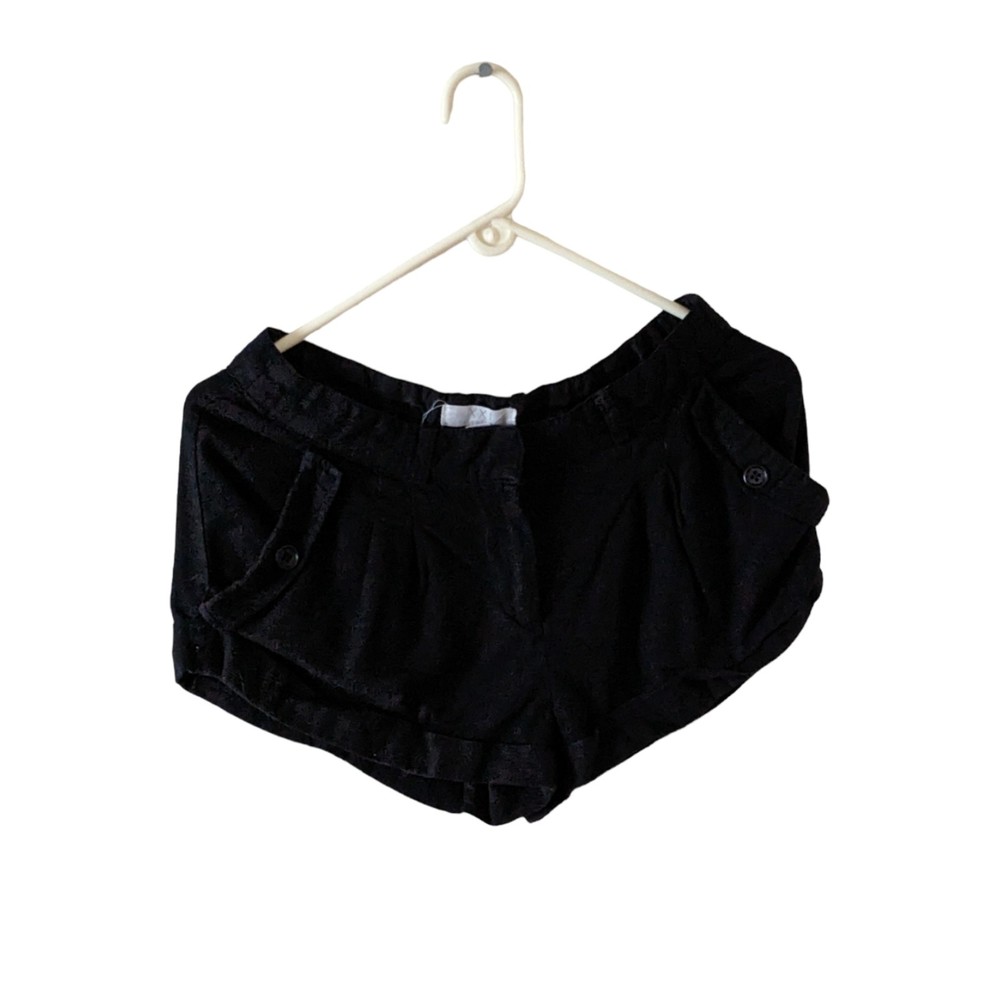 Womens XXI Forever 21 Black Linen Blend Shorts 2 Pockets Small Size 4 Zipper